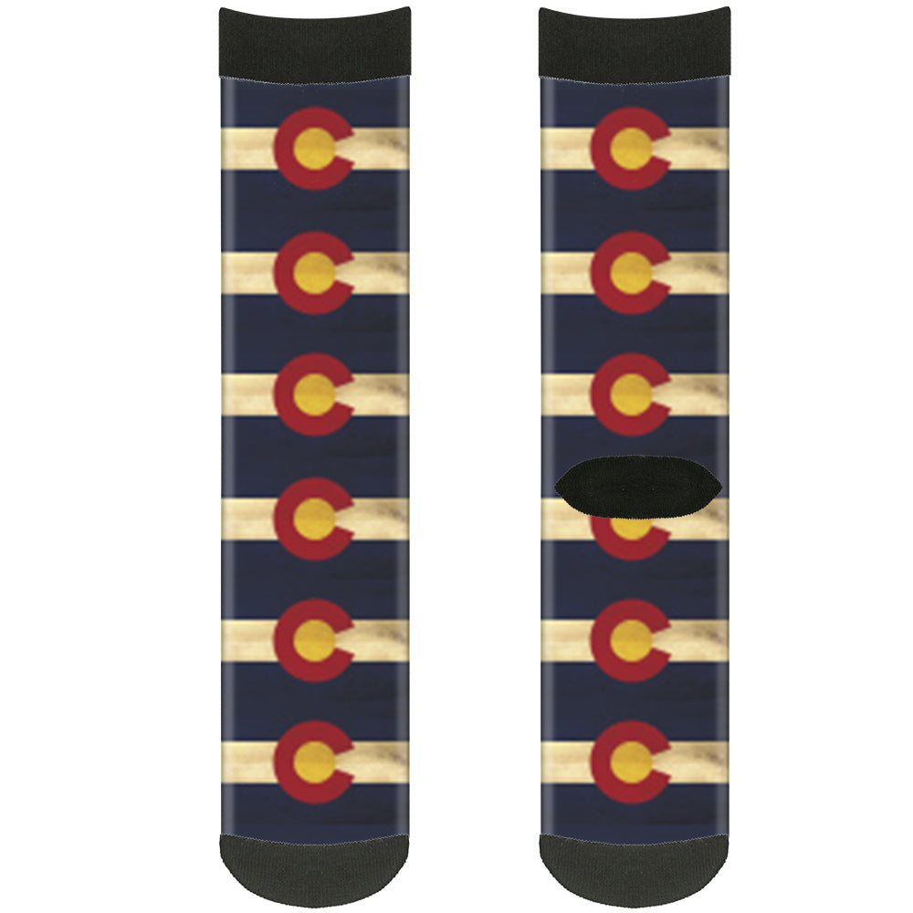 Sock Pair - Polyester - Colorado Flag Continuous Vintage - CREW Socks Buckle-Down   