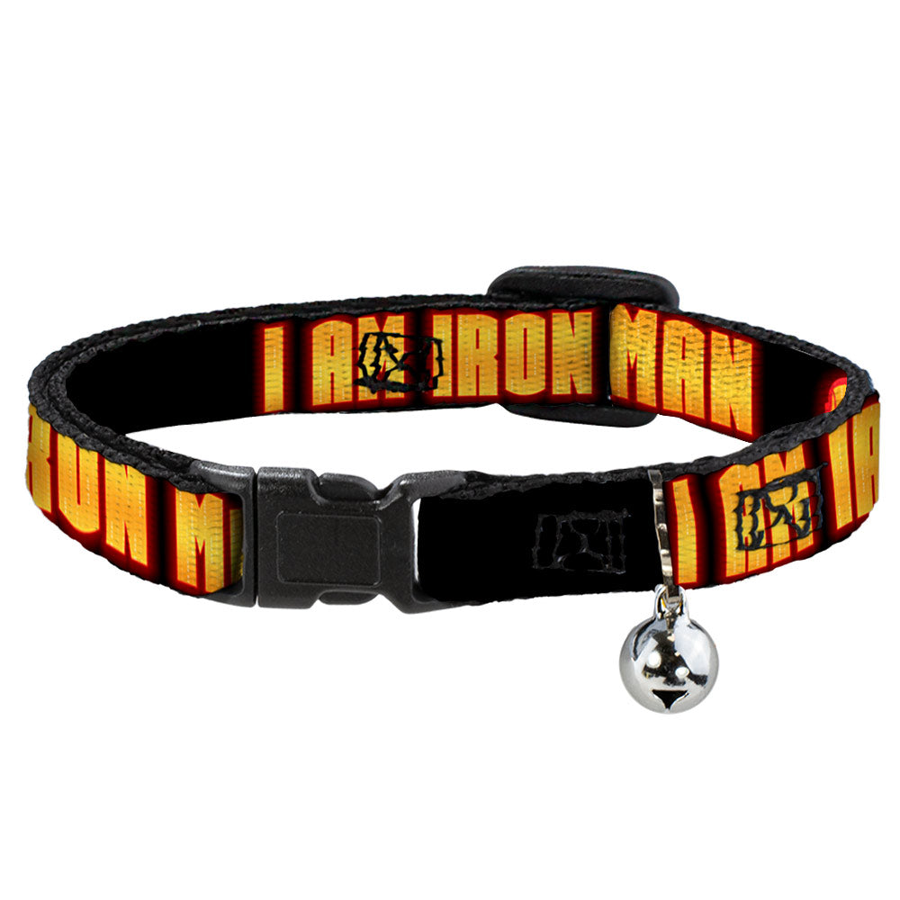 Cat Collar Breakaway - Iron Man Face I AM IRON MAN Black Yellow Glow Breakaway Cat Collars Marvel Comics   