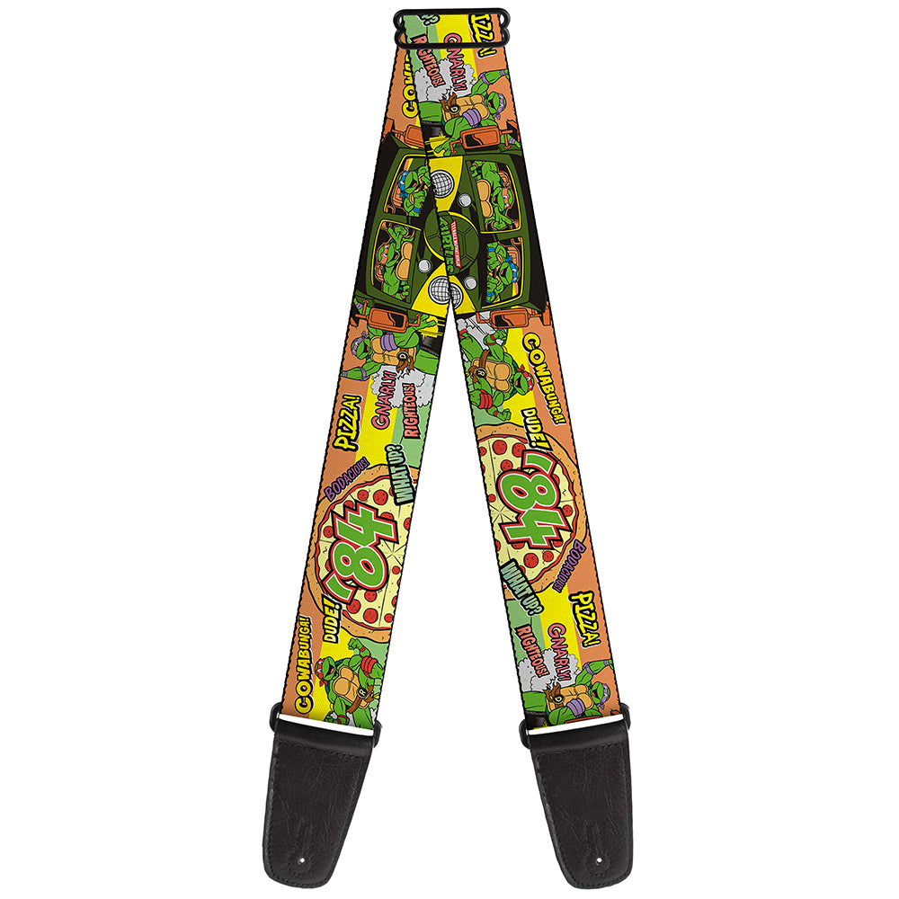 Guitar Strap - Classic TMNT Turtles Pose14 '84 Pizza Verbiage Guitar Straps Teenage Mutant Ninja Turtles