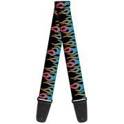 Guitar Strap - Flames Black Blue Pink Guitar Straps Buckle-Down   