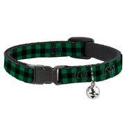 Cat Collar Breakaway - Buffalo Plaid Black Green Breakaway Cat Collars Buckle-Down   