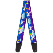 Guitar Strap - Unicorns Rainbows Stars Blue Purple Guitar Straps Buckle-Down   