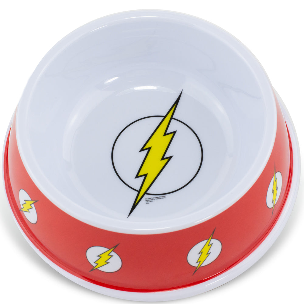 Single Melamine Pet Bowl - 7.5 (16oz) - Flash Icon + Icon Red White Yellow Pet Bowls DC Comics   