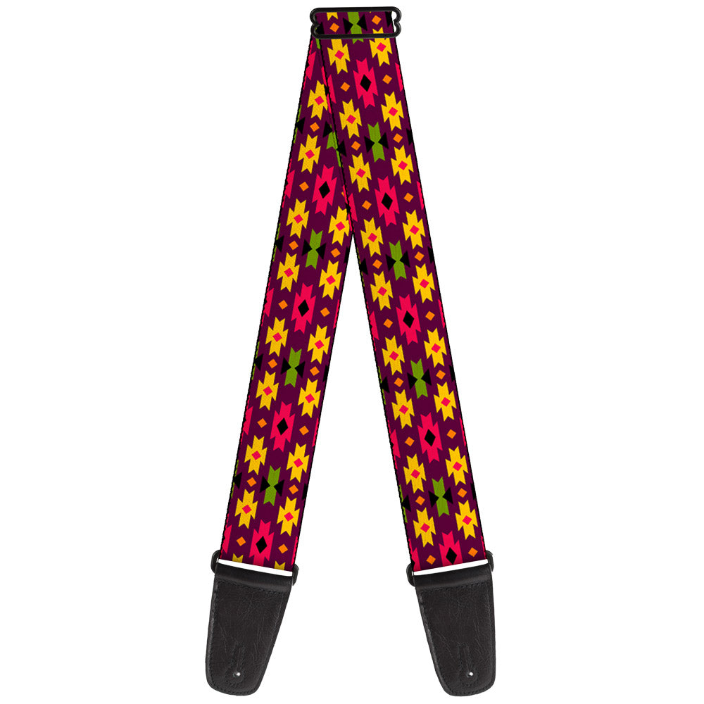 Guitar Strap - Mini Navajo Purple Yellow Pink Green Guitar Straps Buckle-Down   