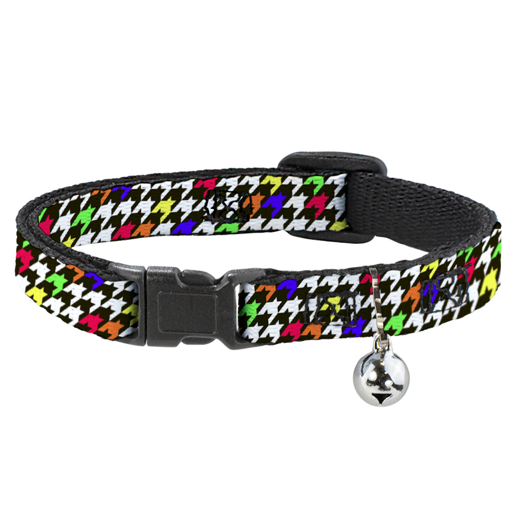 Cat Collar Breakaway - Houndstooth Black White Multi Neon Breakaway Cat Collars Buckle-Down   