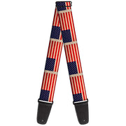 Guitar Strap - American Flag Weathered Color Repeat Guitar Straps Buckle-Down   