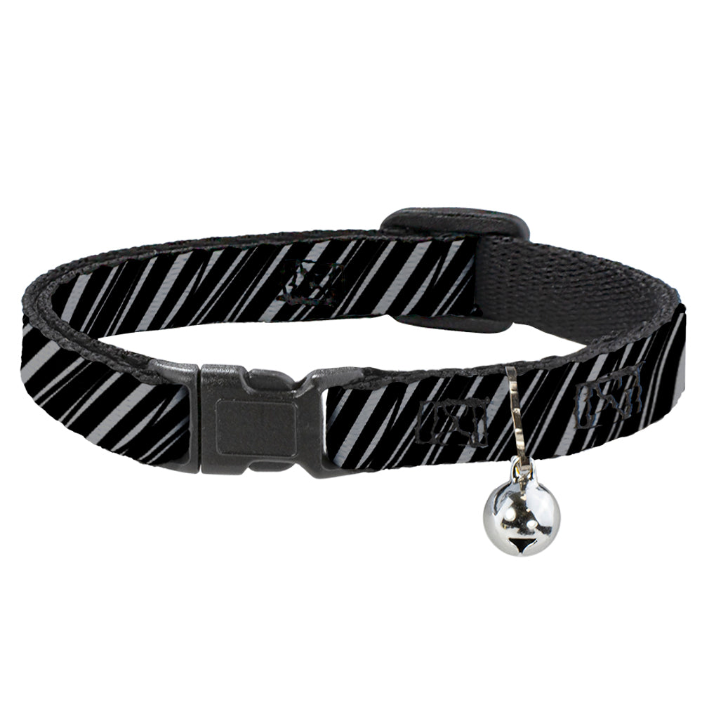 Cat Collar Breakaway - Diagonal Stripes Scribble Gray Black Breakaway Cat Collars Buckle-Down   