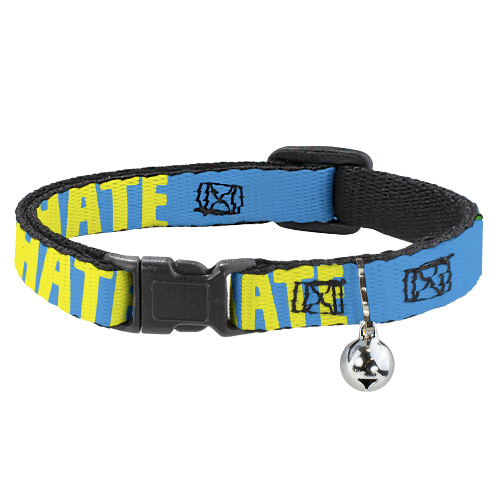 Cat Collar Breakaway - HATERS GONNA HATE Turquoise Yellow Breakaway Cat Collars Buckle-Down   