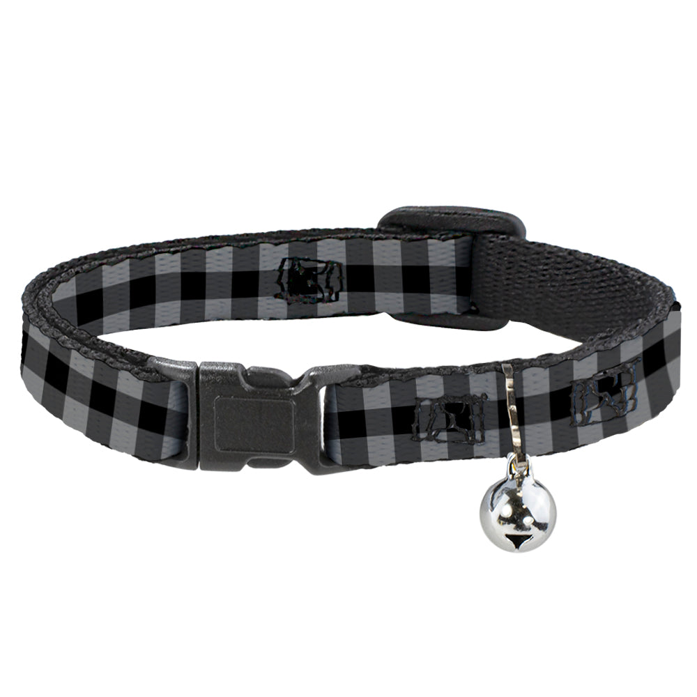 Cat Collar Breakaway - Buffalo Plaid Black Gray Breakaway Cat Collars Buckle-Down   