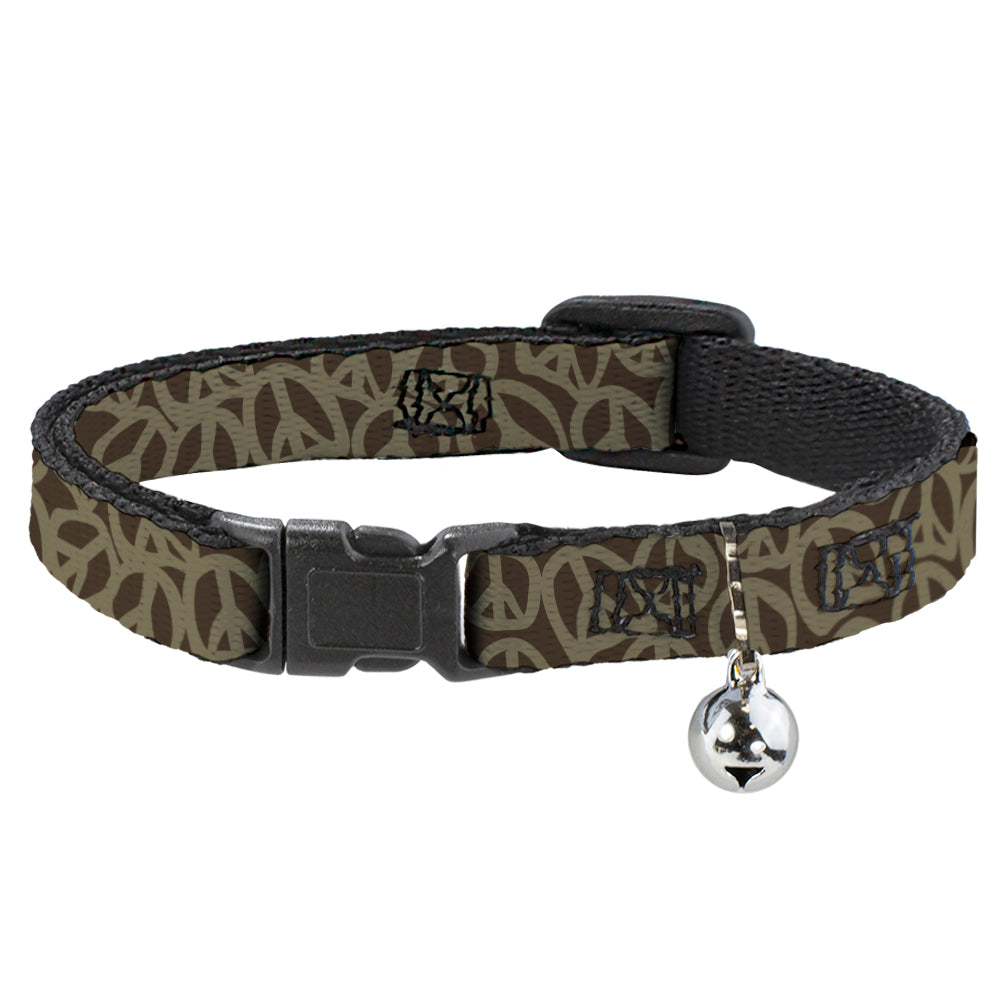Cat Collar Breakaway - Peace Brown Olive Breakaway Cat Collars Buckle-Down   