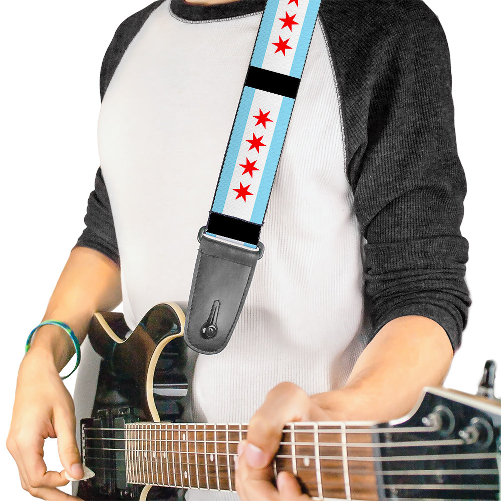 Guitar Strap - Chicago Flags Black Guitar Straps Buckle-Down   