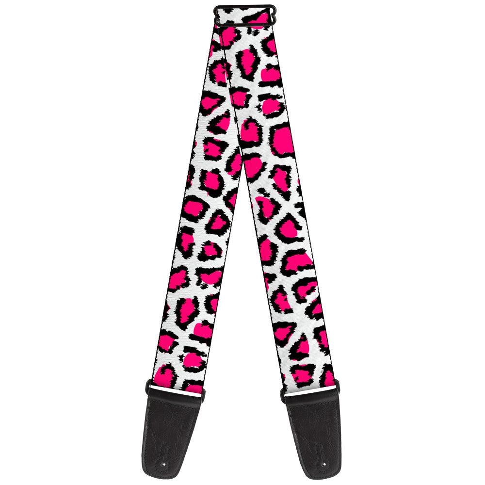 Guitar Strap - Leopard White Fuchsia Guitar Straps Buckle-Down   