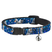 Cat Collar Breakaway - Frozen Olaf Poses Snowflakes Blues Breakaway Cat Collars Disney   