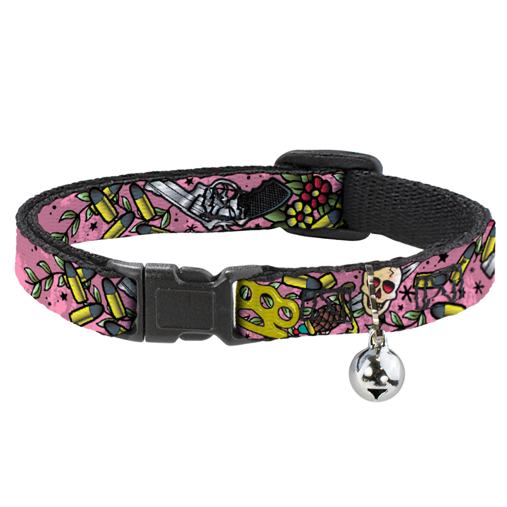 Cat Collar Breakaway - Born to Raise Hell CLOSE-UP Pink Breakaway Cat Collars Buckle-Down   