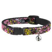 Cat Collar Breakaway - Born to Raise Hell CLOSE-UP Pink Breakaway Cat Collars Buckle-Down   
