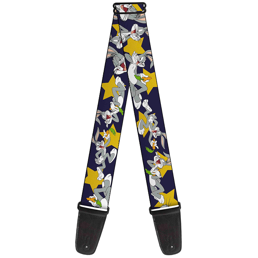 Guitar Strap - Bugs Bunny Poses Stars Navy Guitar Straps Looney Tunes   