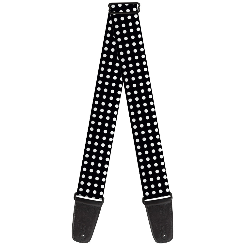 Guitar Strap - Micro Polka Dots Black White Guitar Straps Buckle-Down   