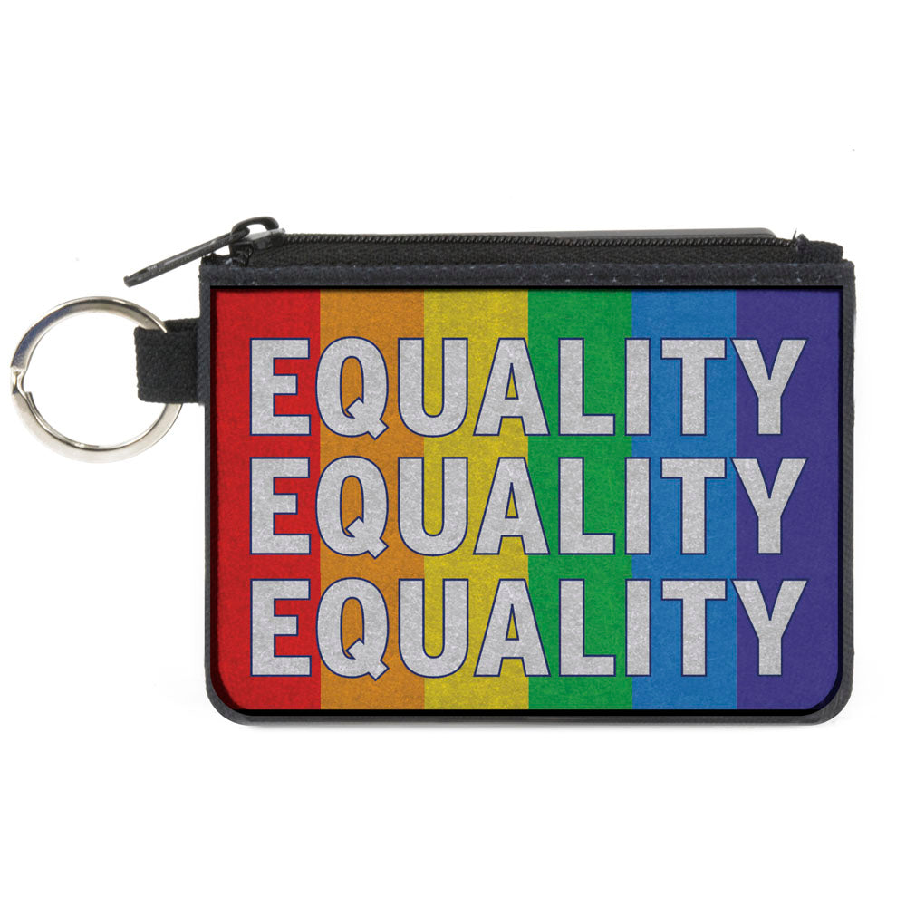 Canvas Zipper Wallet - MINI X-SMALL - EQUALITY Blocks Rainbow Blue White Canvas Zipper Wallets Buckle-Down   
