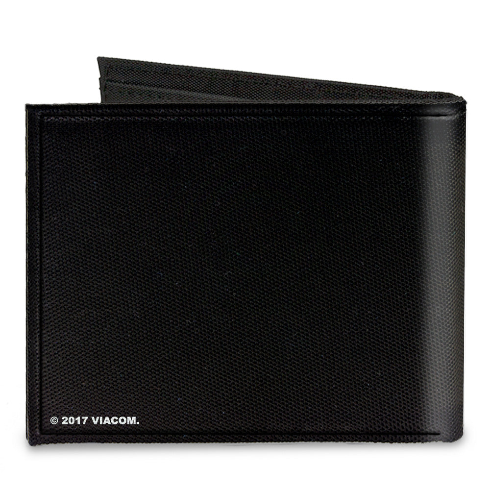 Canvas Bi-Fold Wallet - Leonardo Crossed Katana Dark Pose Black Grays Canvas Bi-Fold Wallets Teenage Mutant Ninja Turtles