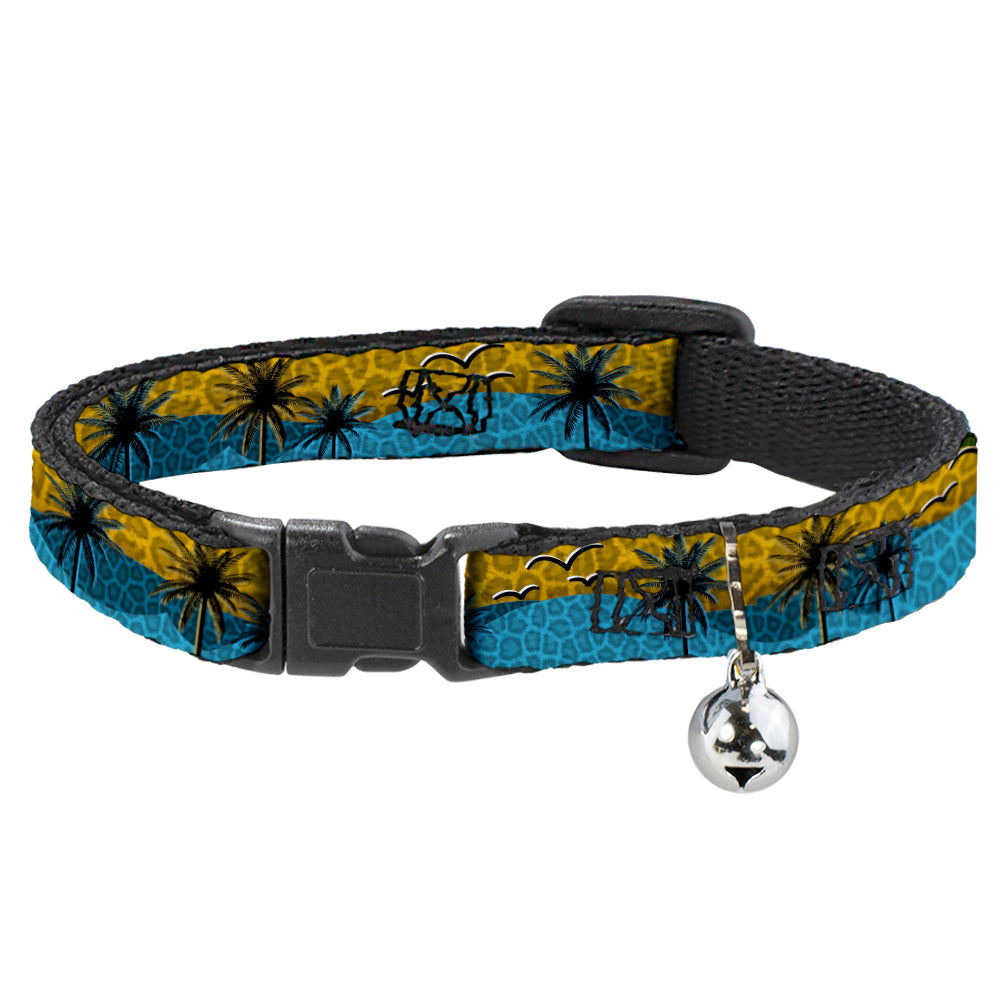 Cat Collar Breakaway - Palm Trees & Gulls Leopard Brown Blue Breakaway Cat Collars Buckle-Down   