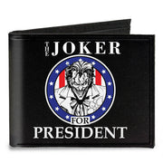 Canvas Bi-Fold Wallet - THE JOKER FOR PRESIDENT Seal Black White Blue Red Canvas Bi-Fold Wallets DC Comics   