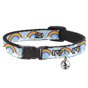 Cat Collar Breakaway with Bell - Rainbows & Stars Light Blue Yellow Rainbow - NARROW Fits 8.5-12" Breakaway Cat Collars Buckle-Down   