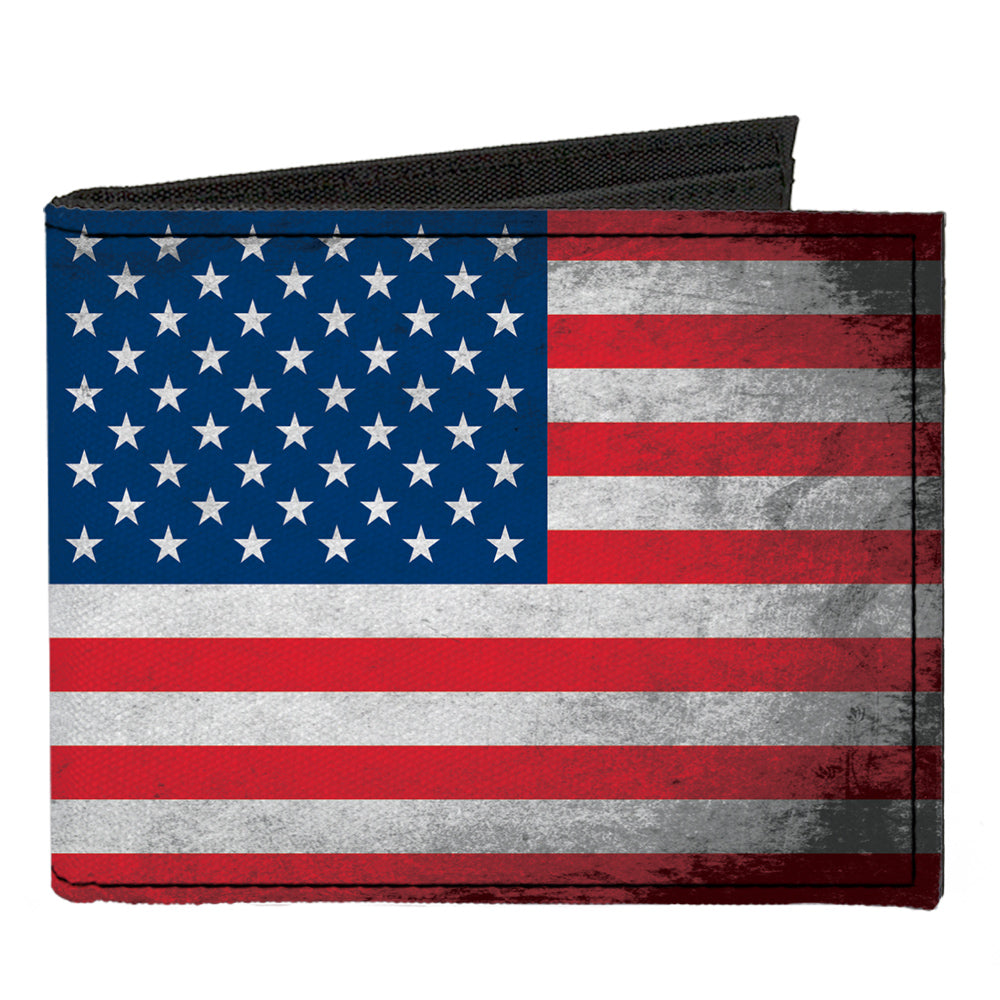 Canvas Bi-Fold Wallet - American Flag Distressed Canvas Bi-Fold Wallets Buckle-Down   