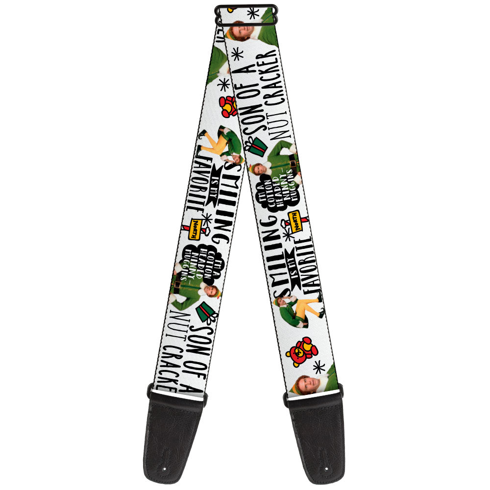 Guitar Strap - Elf Buddy the Elf Poses and Quotes Doodle White Guitar Straps Elf
