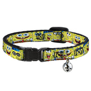 Cat Collar Breakaway with Bell - SpongeBob Expressions Stripe Blue Breakaway Cat Collars SpongeBob SquarePants