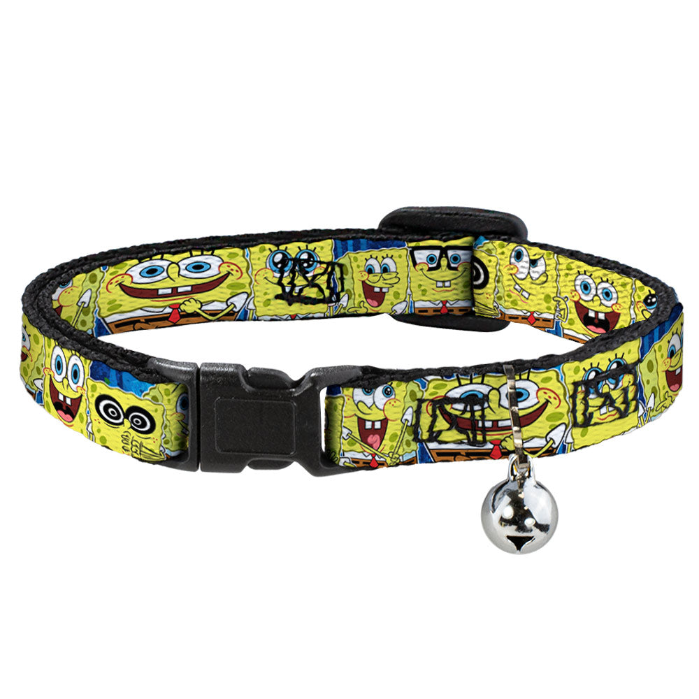 Cat Collar Breakaway with Bell - SpongeBob Expressions Stripe Blue Breakaway Cat Collars SpongeBob SquarePants