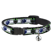 Cat Collar Breakaway - Football Helmet Stripe2 Black Neon Green Silver White Blue Breakaway Cat Collars Buckle-Down   