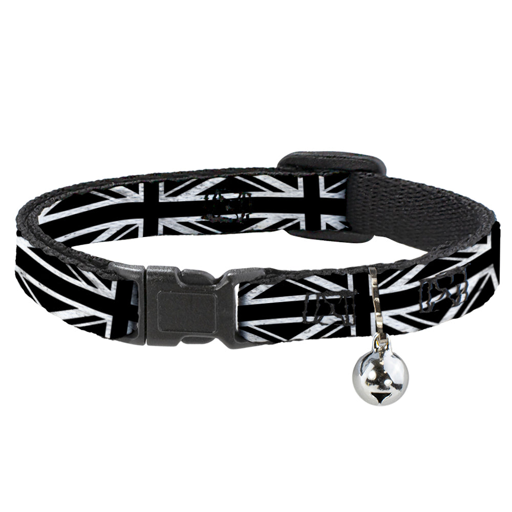 Cat Collar Breakaway - Union Jack Distressed Black White Breakaway Cat Collars Buckle-Down   