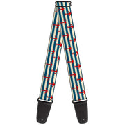 Guitar Strap - Anchors w Stripes White Blue Red Guitar Straps Buckle-Down   