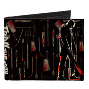 Canvas Bi-Fold Wallet - FRIDAY THE 13TH Jason Machete Pose Bloody Tools Black Grays Reds Canvas Bi-Fold Wallets Friday the 13th Default Title