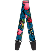 Guitar Strap - Mom & Dad CLOSE-UP Blue w Sparrows Guitar Straps Buckle-Down   