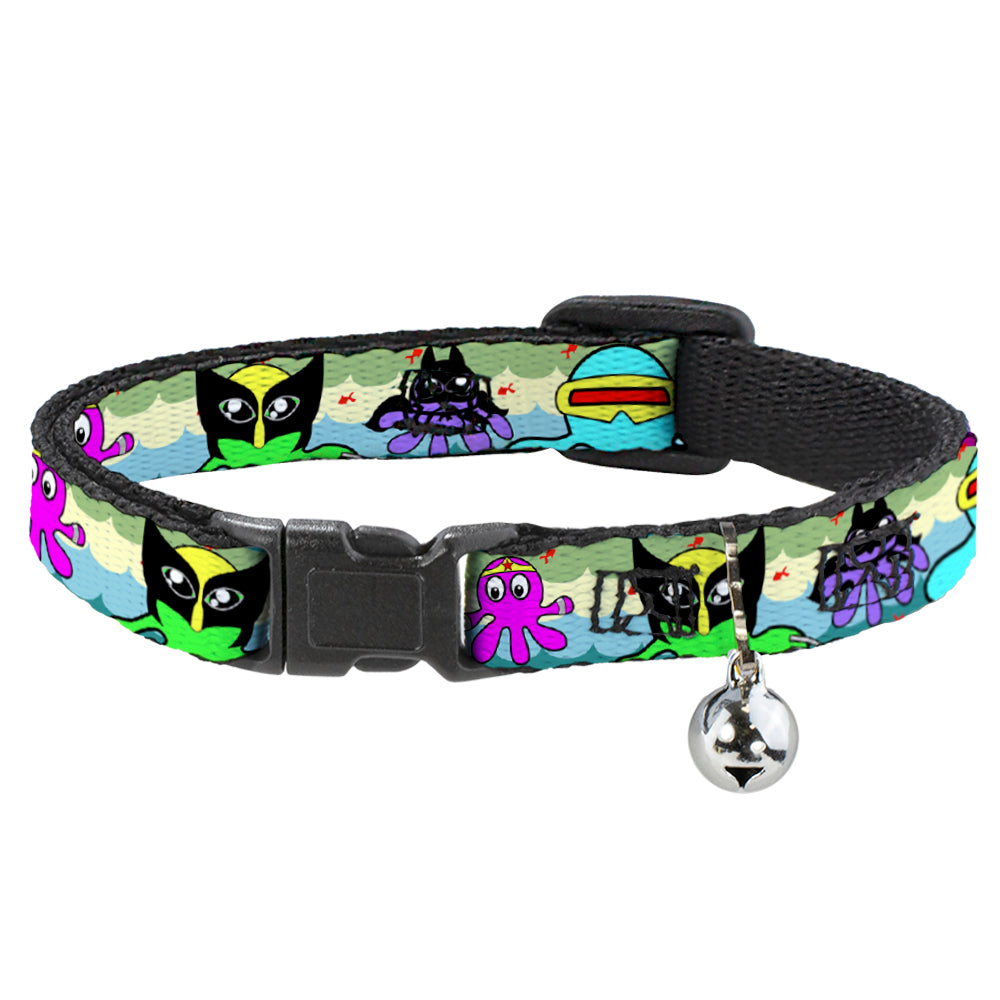 Cat Collar Breakaway - Octopus Superhero Cartoon Breakaway Cat Collars Buckle-Down   
