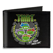 Canvas Bi-Fold Wallet - TMNT-GET YOUR SHELL ON + TMNT WORLD TOUR 84 Black Gray Green Canvas Bi-Fold Wallets Teenage Mutant Ninja Turtles