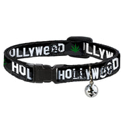 Cat Collar Breakaway - HOLLYWEED Sign Skyline Pot Leaf Black Grays White Green Breakaway Cat Collars Buckle-Down   