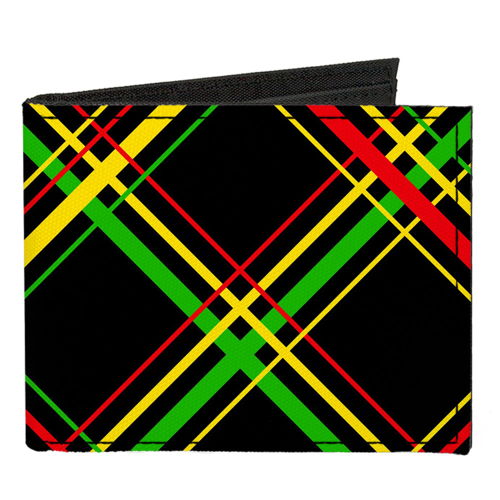 Canvas Bi-Fold Wallet - Plaid X Rasta Canvas Bi-Fold Wallets Buckle-Down   