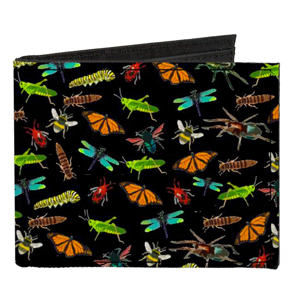 Canvas Bi-Fold Wallet - Insects Scattered Black Canvas Bi-Fold Wallets Buckle-Down   