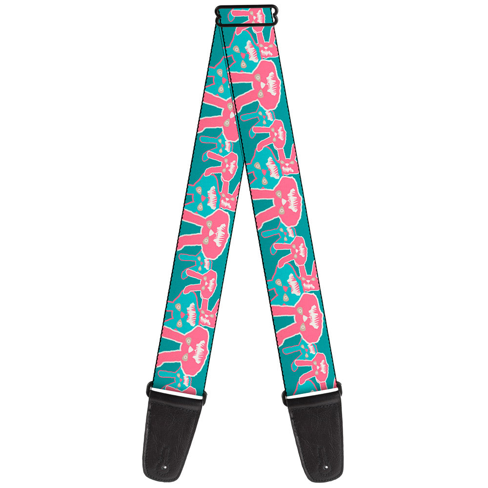 Guitar Strap - Angry Bunnies Turquoise Pinks Guitar Straps Buckle-Down   