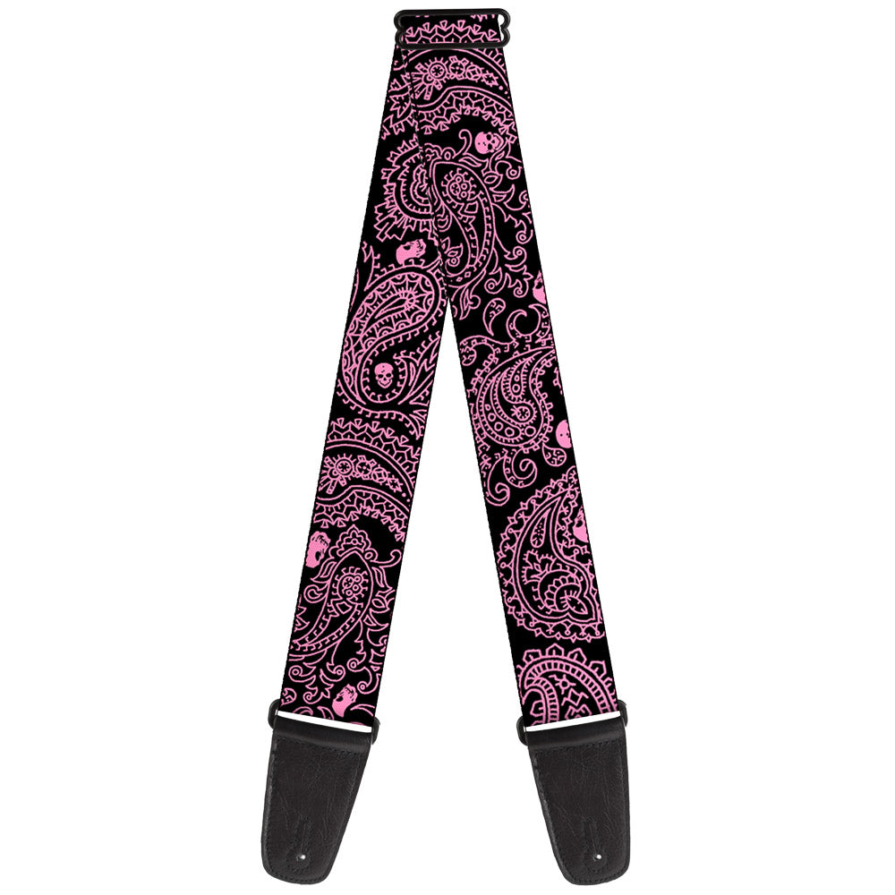 Guitar Strap - Bandana Skulls Black Pink Guitar Straps Buckle-Down   