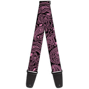 Guitar Strap - Bandana Skulls Black Pink Guitar Straps Buckle-Down   