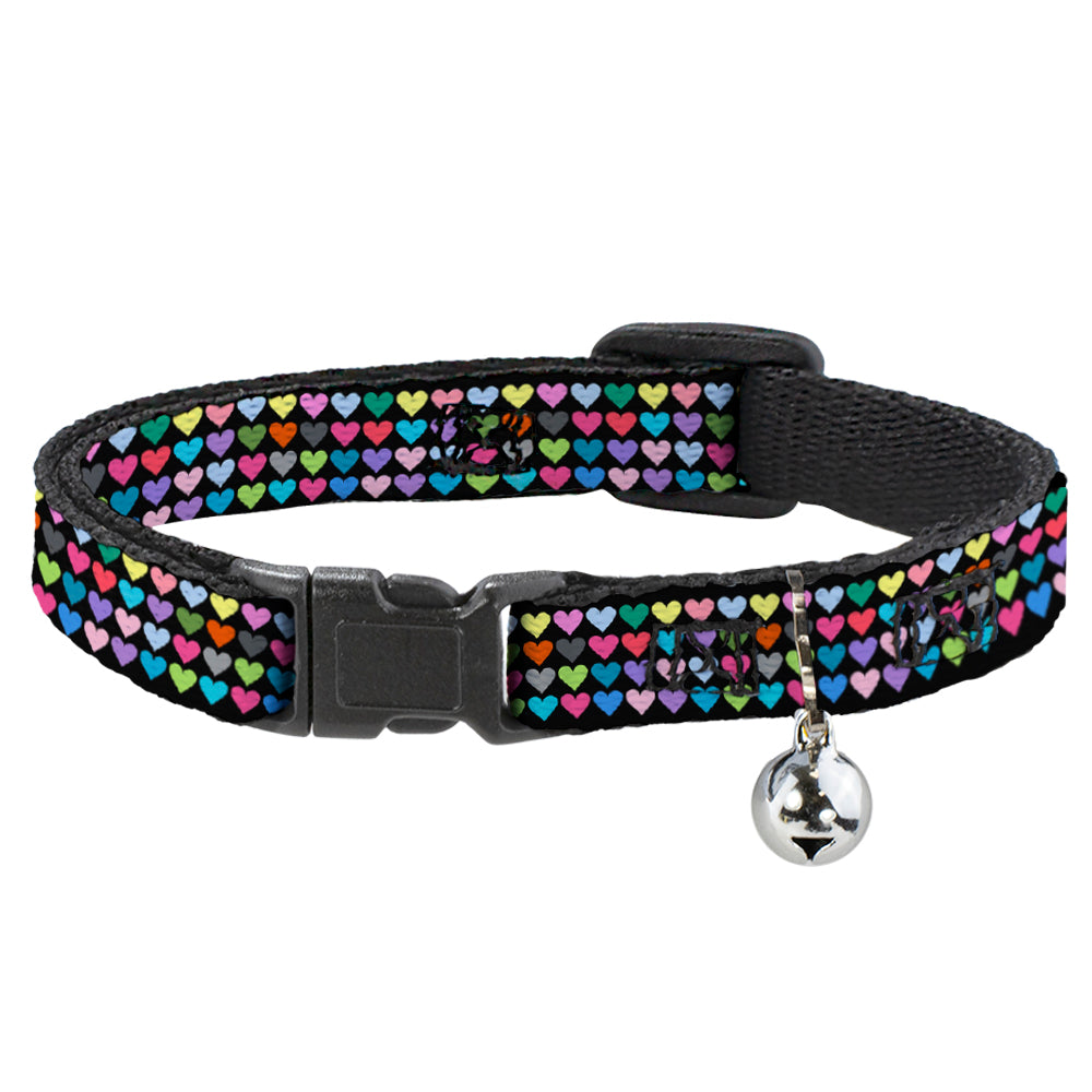 Cat Collar Breakaway - Mini Hearts Black Multi Color Breakaway Cat Collars Buckle-Down   