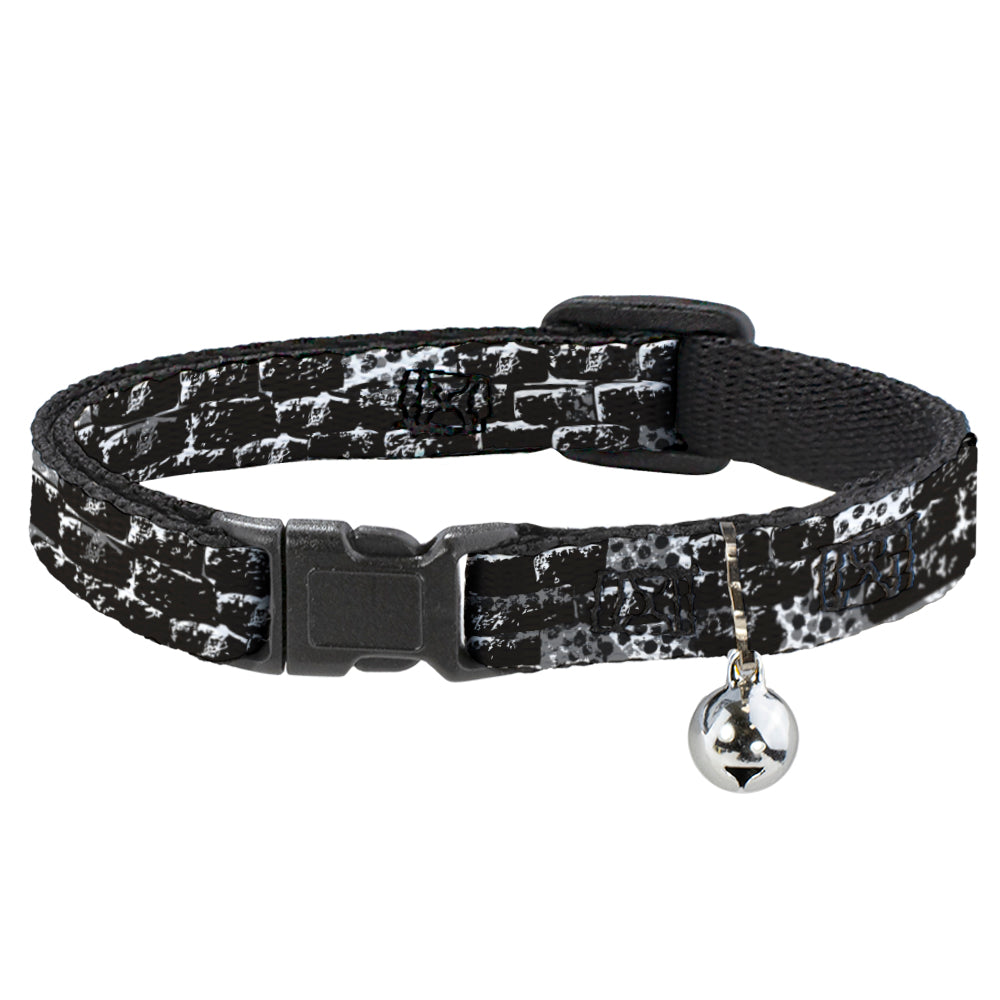 Cat Collar Breakaway - Grunge Bricks Black White Breakaway Cat Collars Buckle-Down   