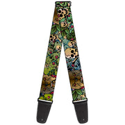 Guitar Strap - Trust No One CLOSE-UP Yellow Green Blue-S Guitar Straps Buckle-Down   