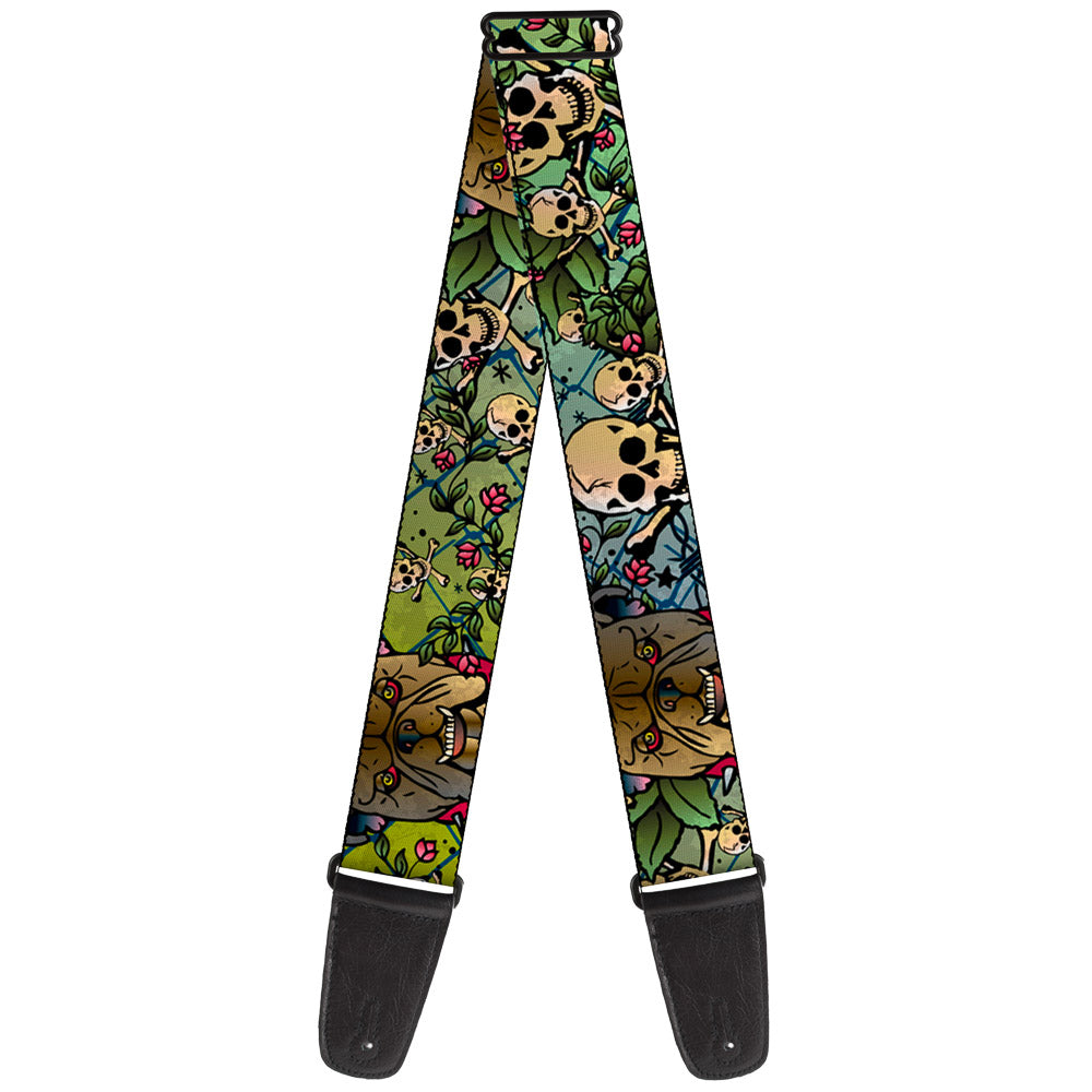 Guitar Strap - Trust No One CLOSE-UP Yellow Green Blue-S Guitar Straps Buckle-Down   