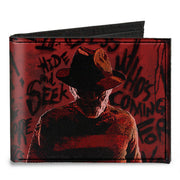 Canvas Bi-Fold Wallet - Freddy Pose2 + Hand Scratching Quote Scrawls Reds Black Canvas Bi-Fold Wallets A Nightmare on Elm Street Default Title
