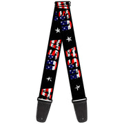Guitar Strap - USA w Star Black US Flags Guitar Straps Buckle-Down   