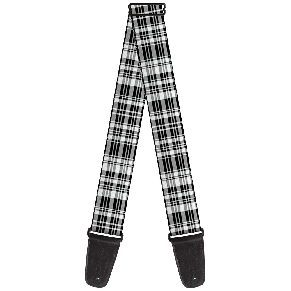 Guitar Strap - Plaid Black White Guitar Straps Buckle-Down   